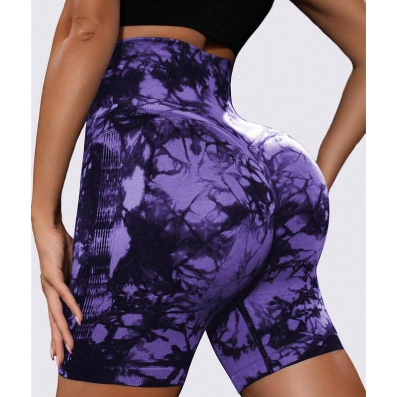 Tie-Dyed Wide-Waist Slim Fit Fitness Shorts